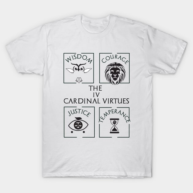 Stoics 4 Cardinal Virtues T-Shirt by emma17